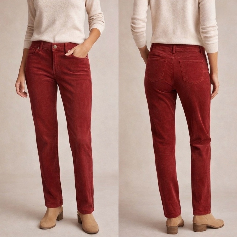 Soft Surroundings Red Straight Leg Jeans Corduroy Pants